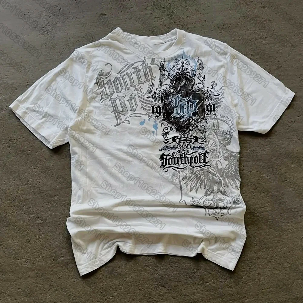 Hip Hop T-Shirt Streetwear Women Vintage Graphic American Style Fashion Baggy Pure Tops Leisure Couple Short Sleeves Clothing