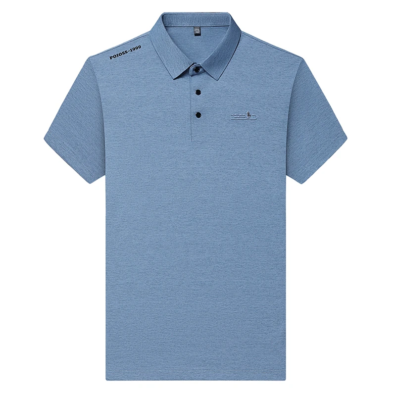 Casual Men Short Sleeve Polo Shirt Ice Silk Waffle Fabric Breathable Summer Business Formal Top