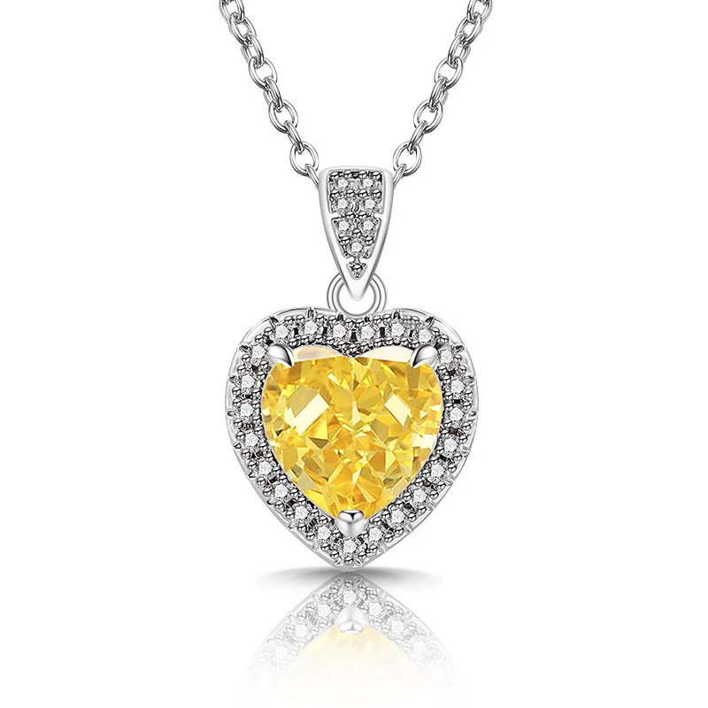 925 Sterling Silver Fashion Light Luxury Ice Flower Cut Love Crystal Zircon Necklace Birthday Party Anniversary Gift