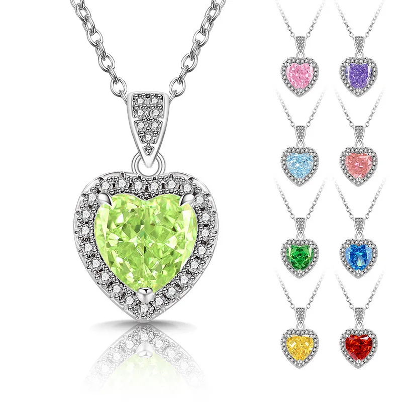 925 Sterling Silver Fashion Light Luxury Ice Flower Cut Love Crystal Zircon Necklace Birthday Party Anniversary Gift
