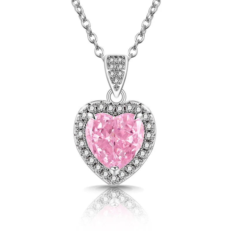 925 Sterling Silver Fashion Light Luxury Ice Flower Cut Love Crystal Zircon Necklace Birthday Party Anniversary Gift