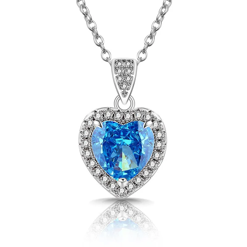 925 Sterling Silver Fashion Light Luxury Ice Flower Cut Love Crystal Zircon Necklace Birthday Party Anniversary Gift