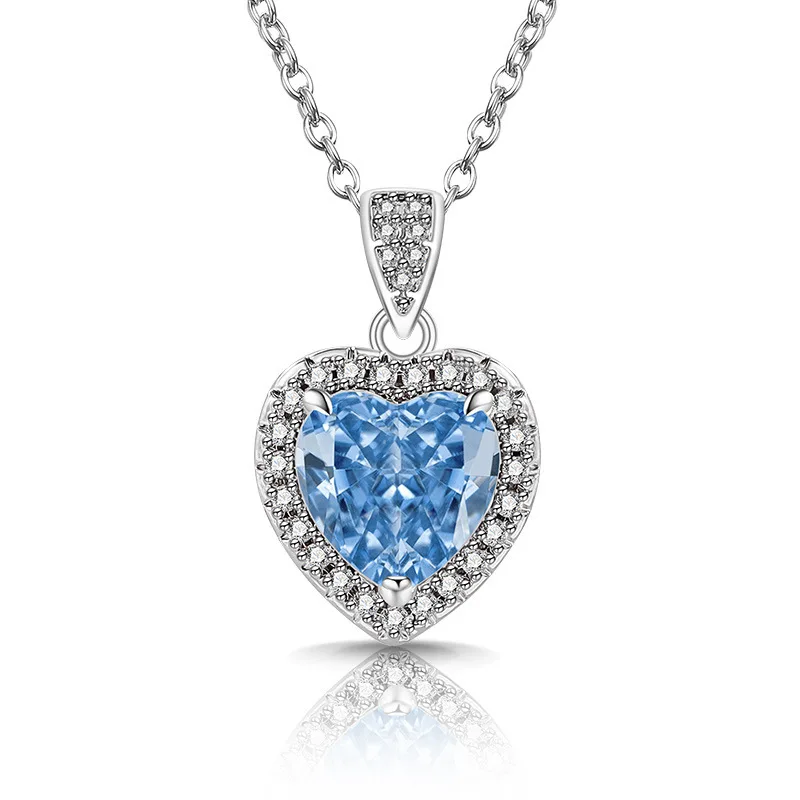 925 Sterling Silver Fashion Light Luxury Ice Flower Cut Love Crystal Zircon Necklace Birthday Party Anniversary Gift