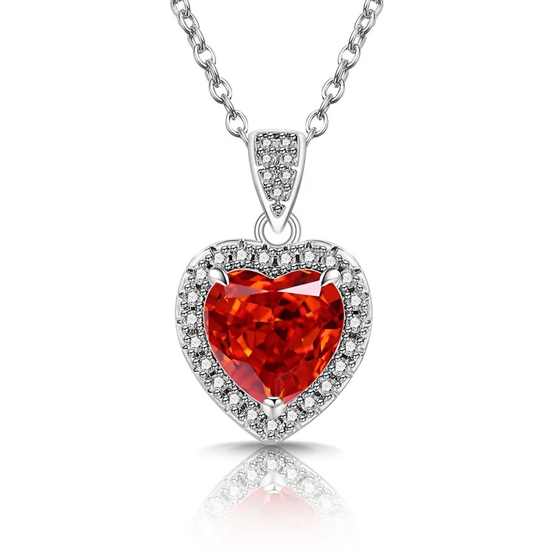 925 Sterling Silver Fashion Light Luxury Ice Flower Cut Love Crystal Zircon Necklace Birthday Party Anniversary Gift