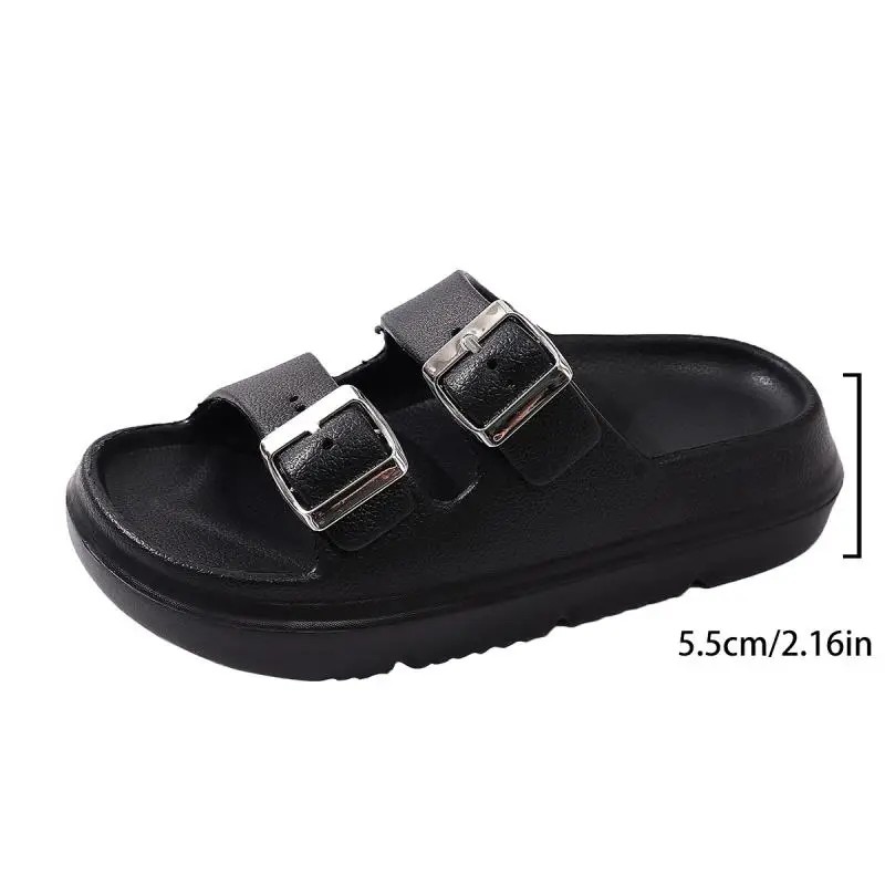 Fashion Metal Buckle Thick Bottom Slippers Women Summer 2026 Lightweight EVA Waterproof Beach Sandals Woman's Non Slip Slippers
