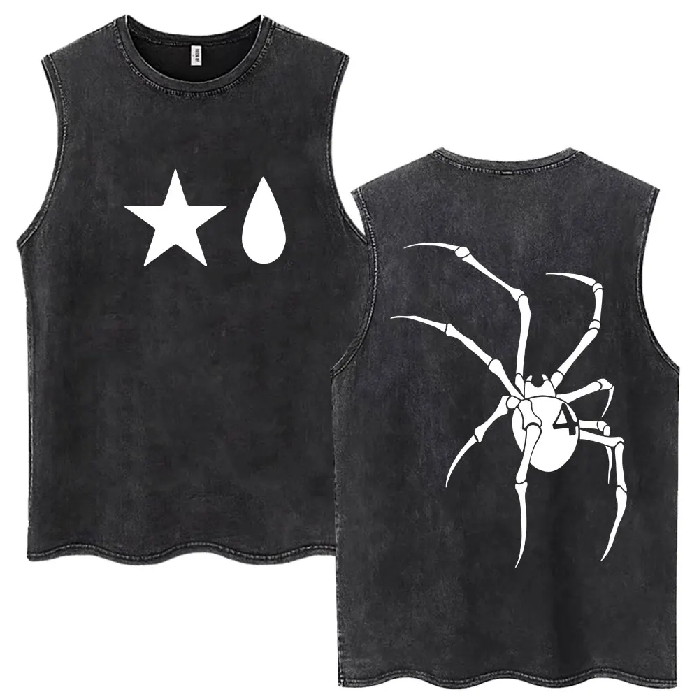 Vintage Washed Anime Hunter X Hunter Tank Tops Kite Phantom Troupe Hisoka Chrollo Sleeveless T-shirt Men Women 100% Cotton Vests