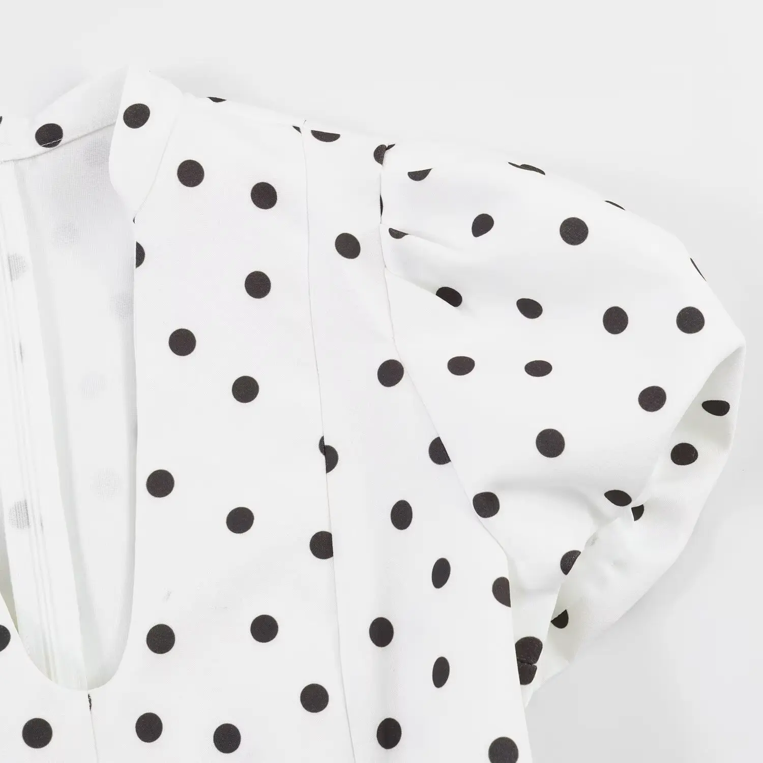 TFMLN Summer Women's Polka Dot Waist Defining Dress Sexy V Neck Short Sleeve Elegant Commuting Clothes Casual Lady Short Dress