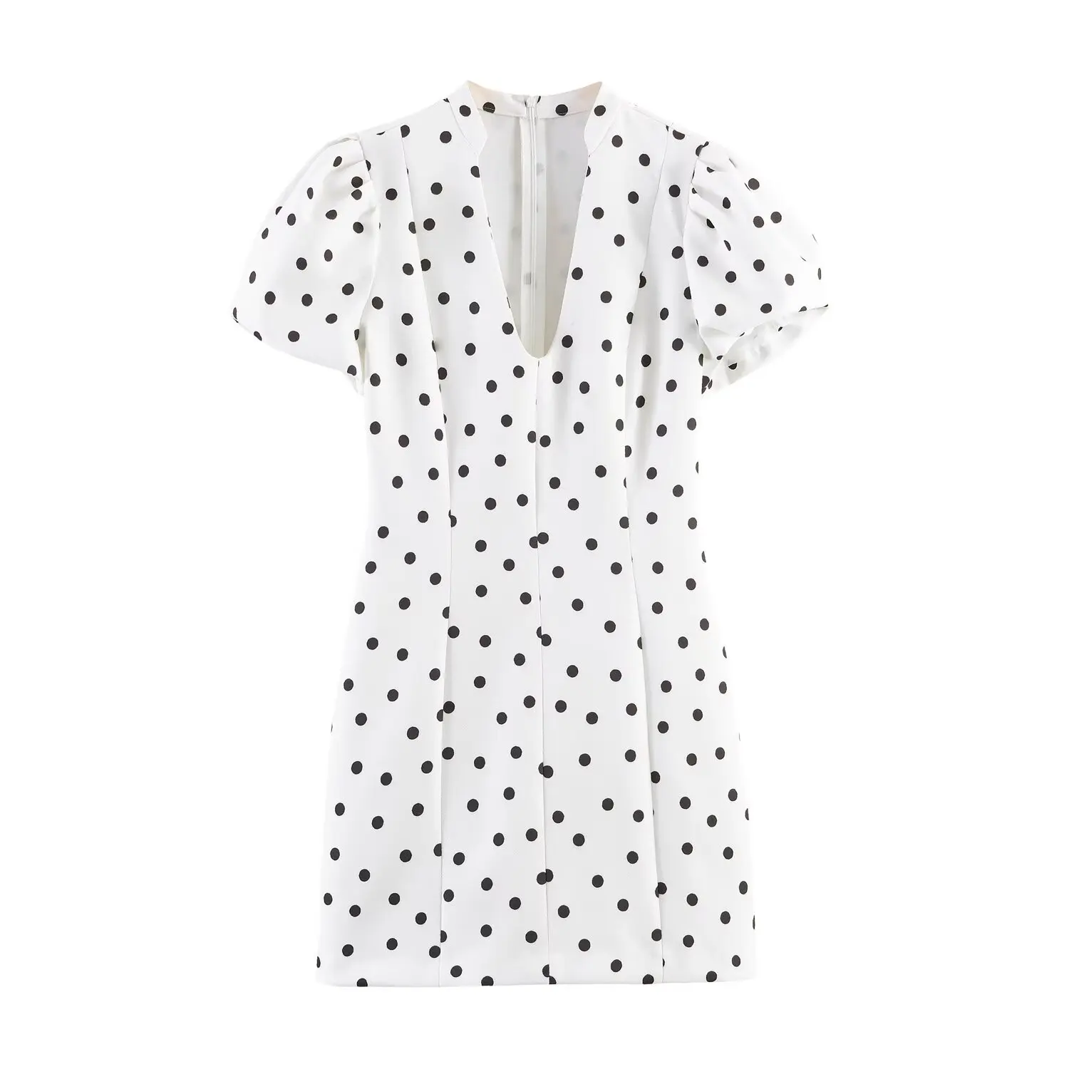 TFMLN Summer Women's Polka Dot Waist Defining Dress Sexy V Neck Short Sleeve Elegant Commuting Clothes Casual Lady Short Dress