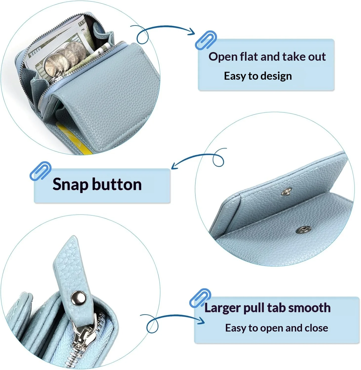 Pomelo Best Trifold Small Wallet For Women RFID Blocking Faux Leather Slim Card Holder With Zipper Coin