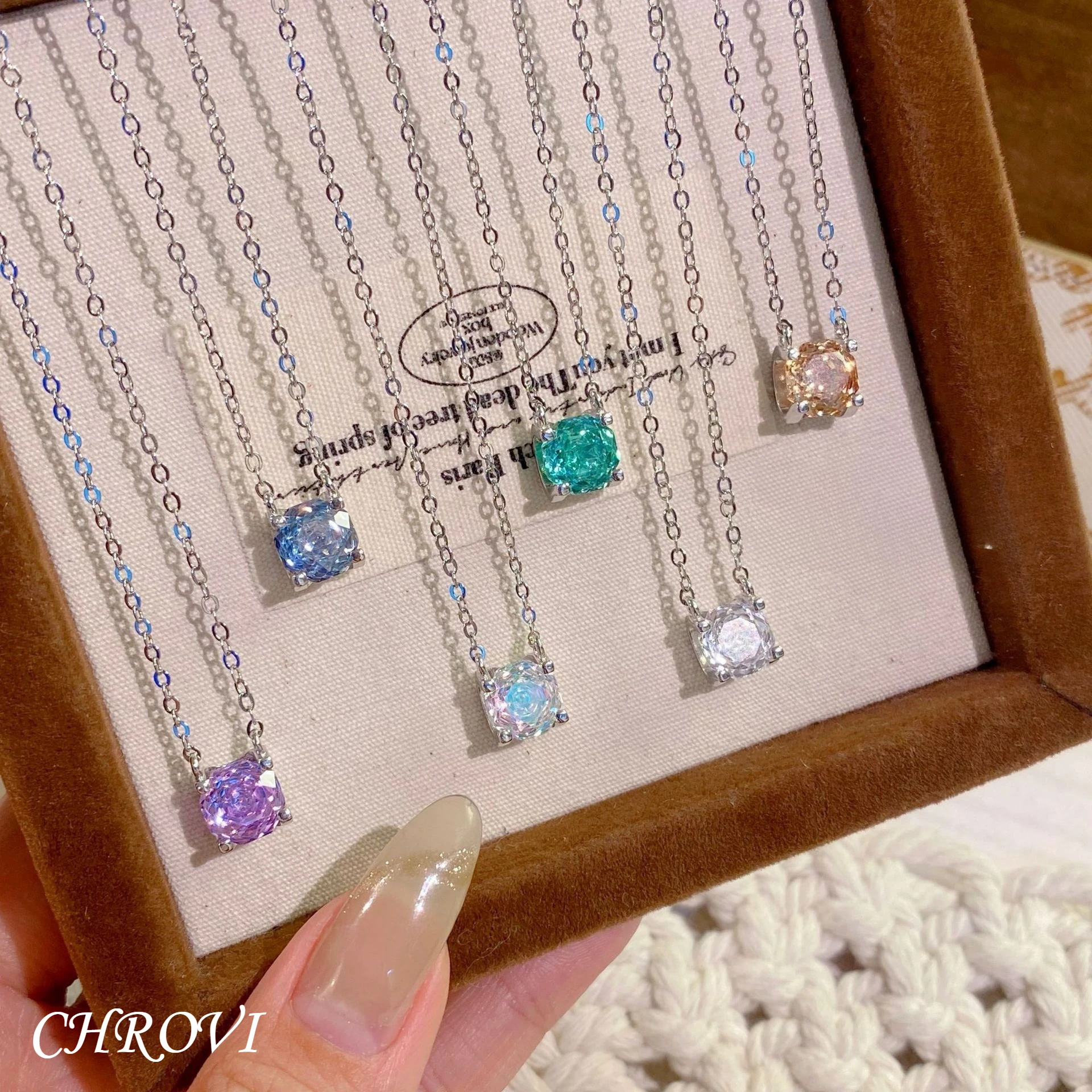 Luxury-Style 925 Sterling Silver Millennium Rose Necklace with Diamonds and Glittering Lockbone Chain for Women