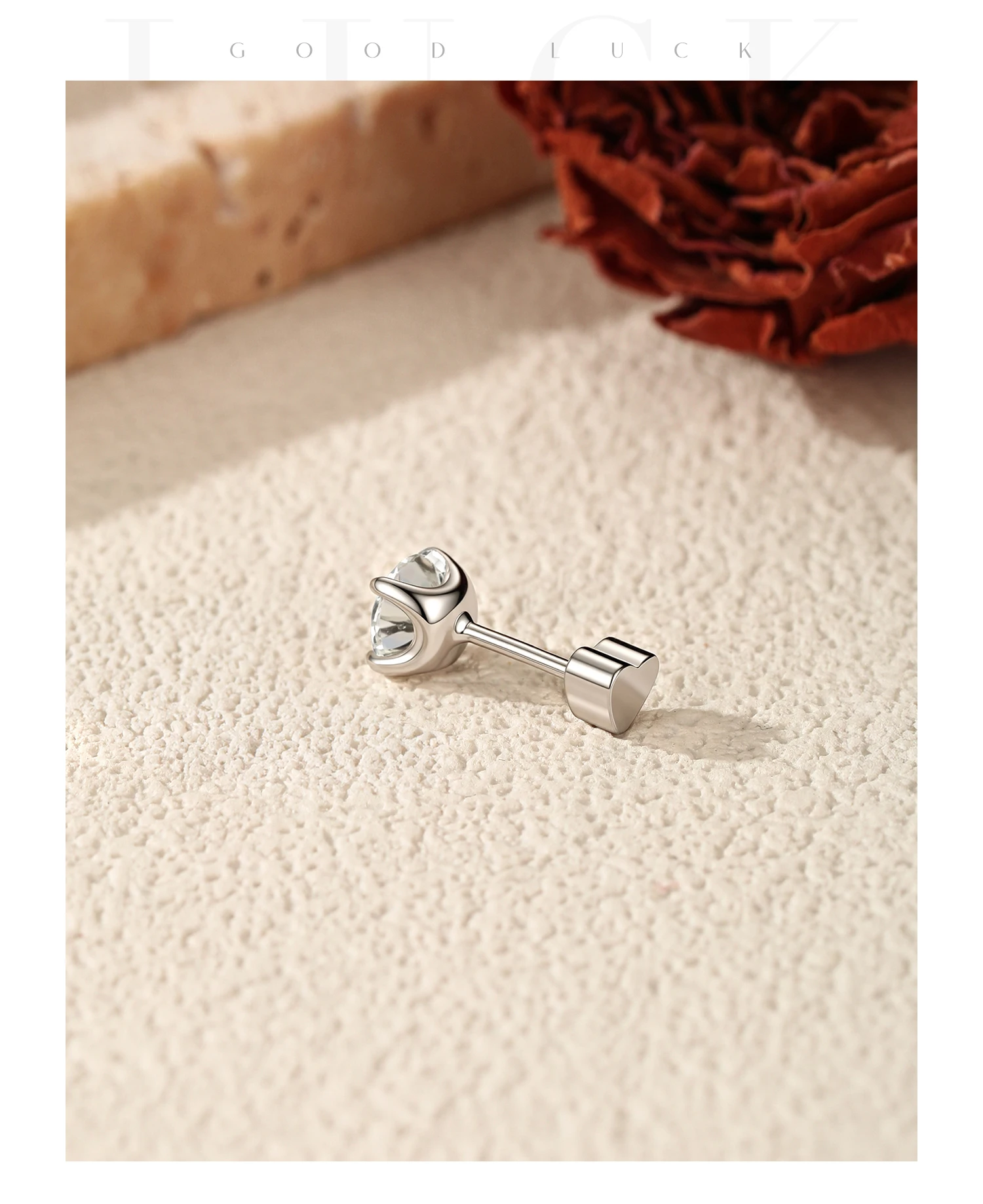MODIAN 0.5CT D Color Cartilage Studs Moissanite 925 Sterling Sliver Neutral Simple Heart Screw Stud Earrings For Women Jewelry