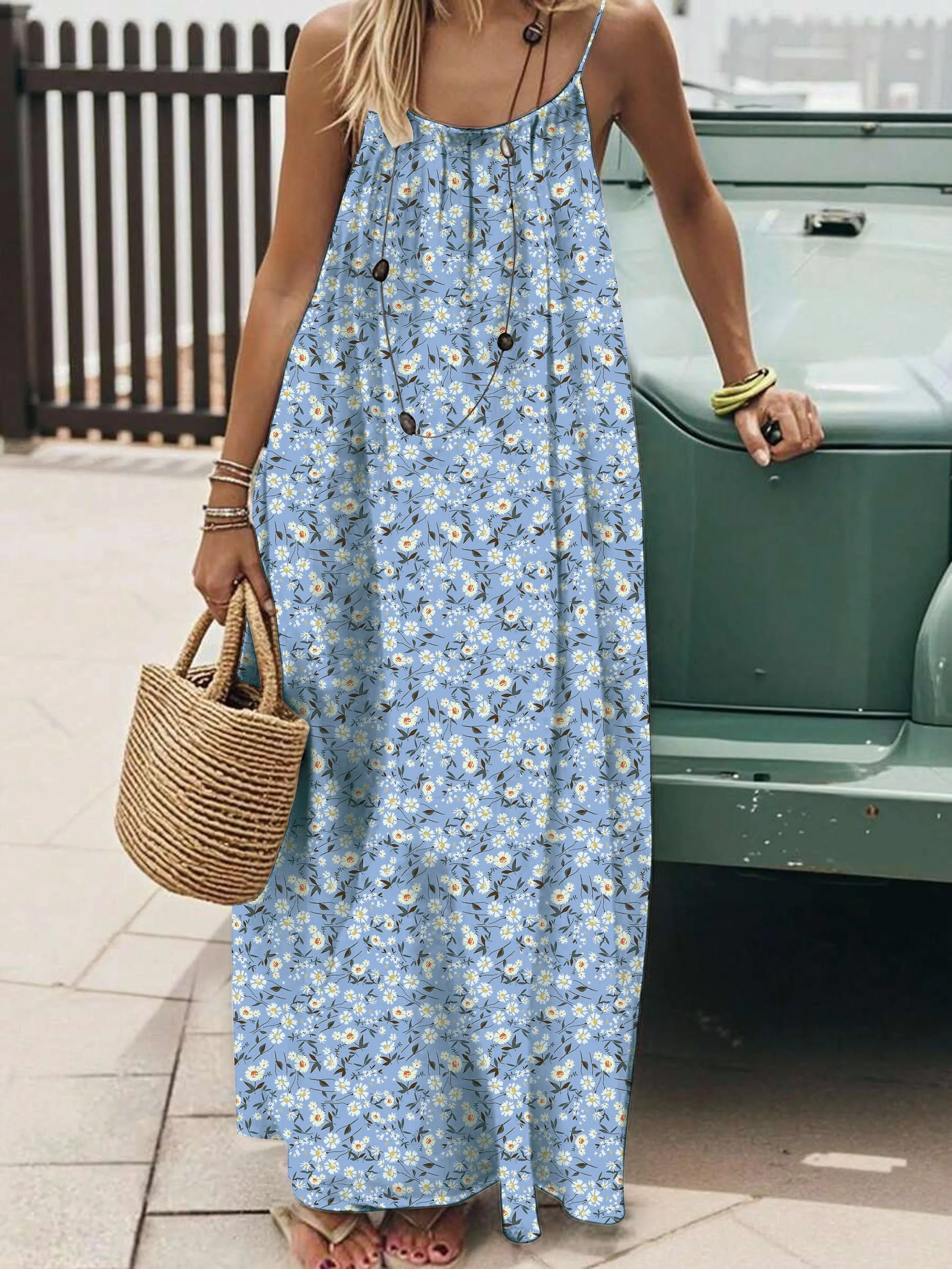 2026 European and American Cross-border Foreign Trade Women's New Style Strapless Backless Loose Print Long Dress