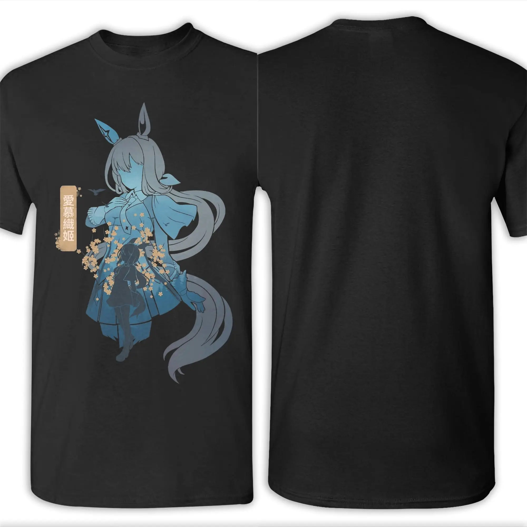 Admire Vega Uma Musume Anime T-Shirt Men Vintage Cotton Tee Shirt Round Collar Short Sleeve T Shirts Graphic Clothing