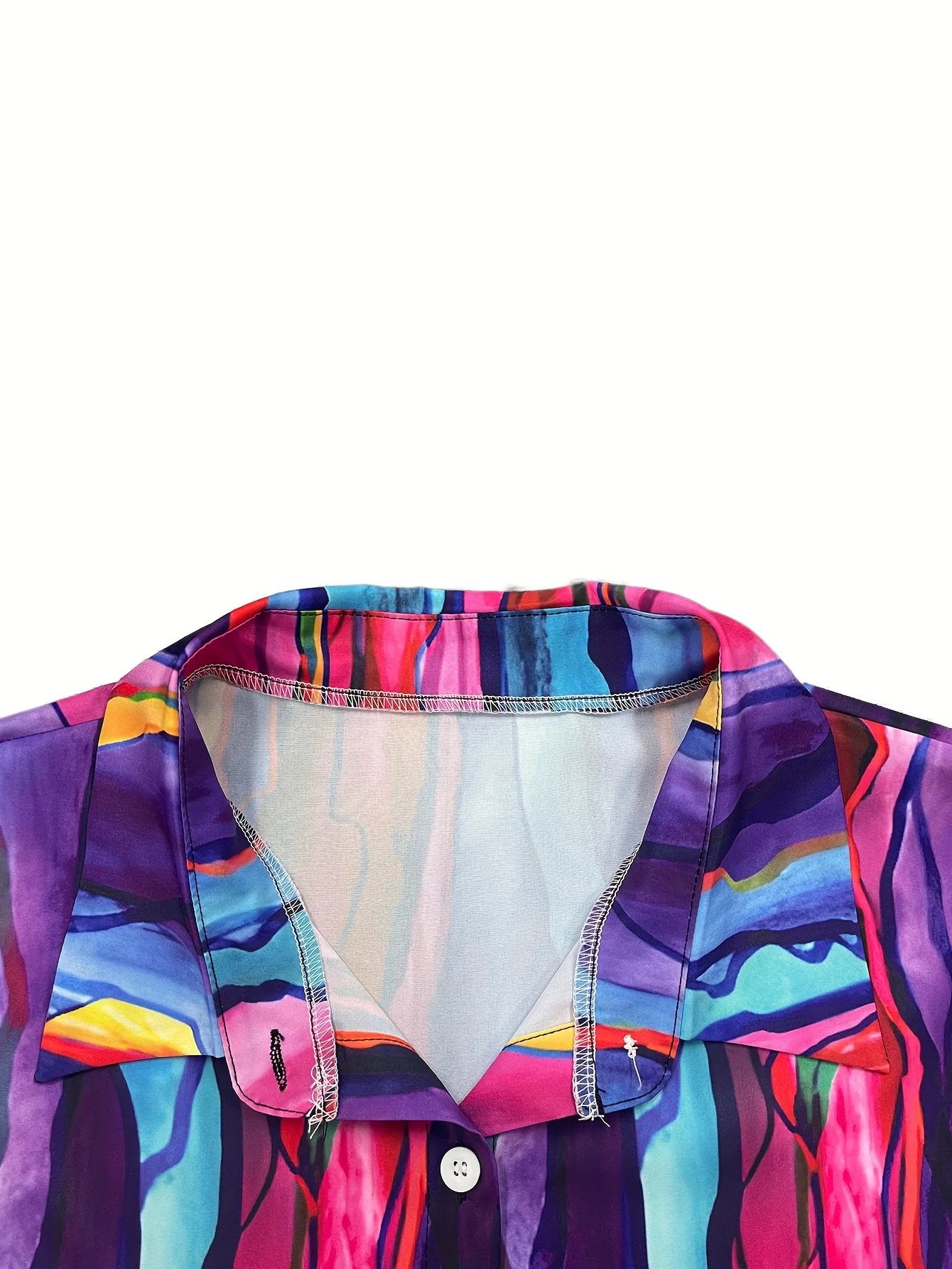 Plus Size Women's Colorful Tie Dye Print Button Down Shirt Long Sleeve Casual Loose Blouse Top,Loose Casual Blouse Daily