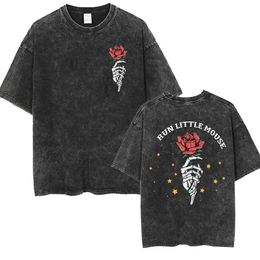 Vintage Washed Run Little Mouse T Shirt Haunting Adeline Dark Romance Short Sleeve T-shirts Men Women Aesthetic Clothing T-shirt