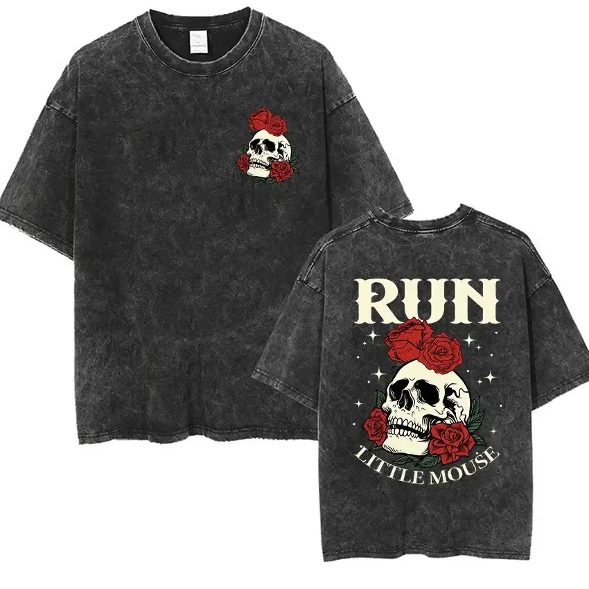 Vintage Washed Run Little Mouse T Shirt Haunting Adeline Dark Romance Short Sleeve T-shirts Men Women Aesthetic Clothing T-shirt