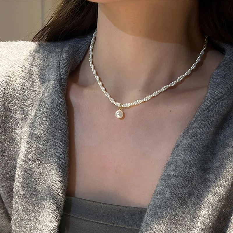 2026 Trendy Double-layer Imitation Pearl Bead Necklace Elegant Accessories For Womens Sexy Collarbone Chain Light Luxury Jewelry