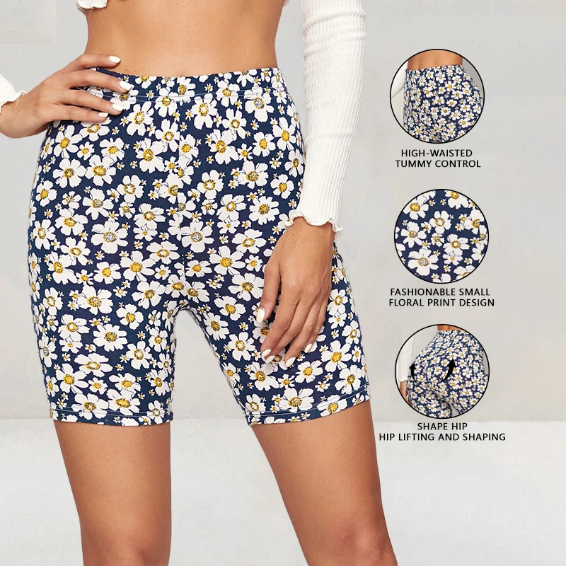 Women Summer Elastic High Waist Shorts Butt Lifting Workout Yoga Pants Breathable Leggings Sports Fitness Athletic Short Tights