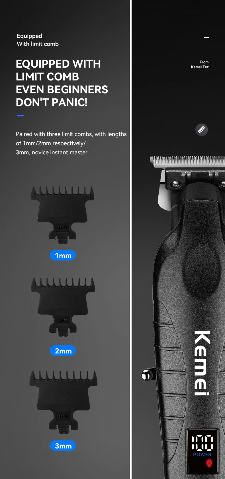Kemei Hair Clipper Kit for Men Electric Shaver Hair Trimmer Professional Cutting Machine KM-2296 KM-3382 KM-2293 Hair Clipper