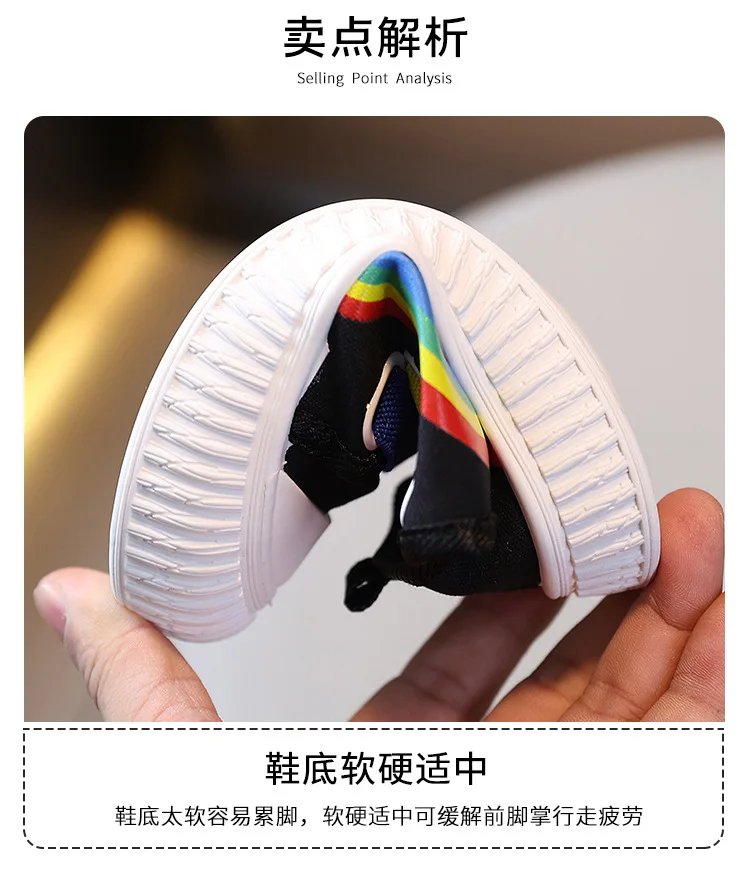 Summer Children's Canvas Shoes for Boys and Girls Rainbow Sneakers Baby Non-slip Casual Shoes Toddler Versatile Reathable Style