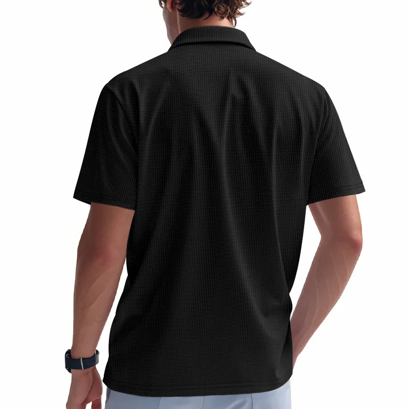 2026 New Summer Breathable Polo Shirts Men Solid Waffle Short Sleeve Polo Shirts for Men Fashion Casual VCollar Polo Shirt