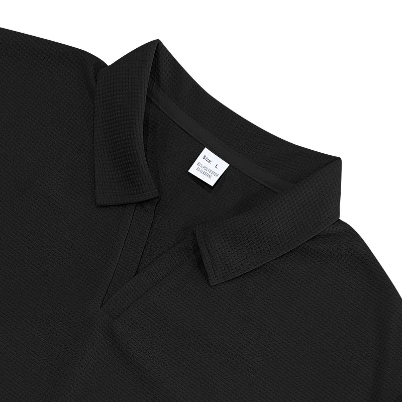 2026 New Summer Breathable Polo Shirts Men Solid Waffle Short Sleeve Polo Shirts for Men Fashion Casual VCollar Polo Shirt
