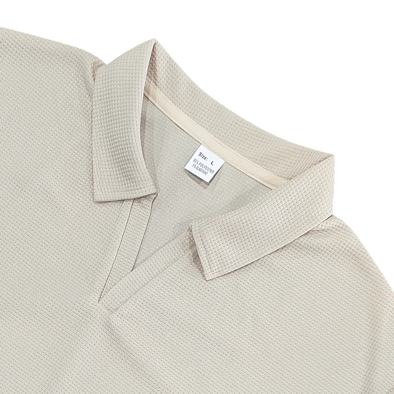 2026 New Summer Breathable Polo Shirts Men Solid Waffle Short Sleeve Polo Shirts for Men Fashion Casual VCollar Polo Shirt
