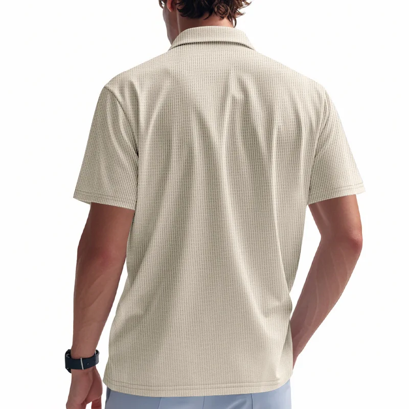2026 New Summer Breathable Polo Shirts Men Solid Waffle Short Sleeve Polo Shirts for Men Fashion Casual VCollar Polo Shirt