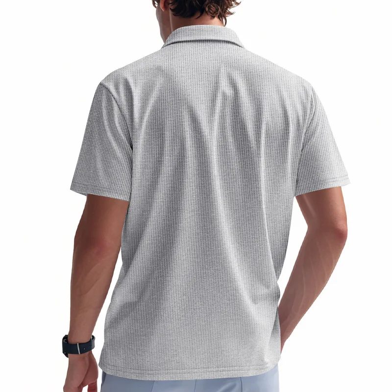 2026 New Summer Breathable Polo Shirts Men Solid Waffle Short Sleeve Polo Shirts for Men Fashion Casual VCollar Polo Shirt