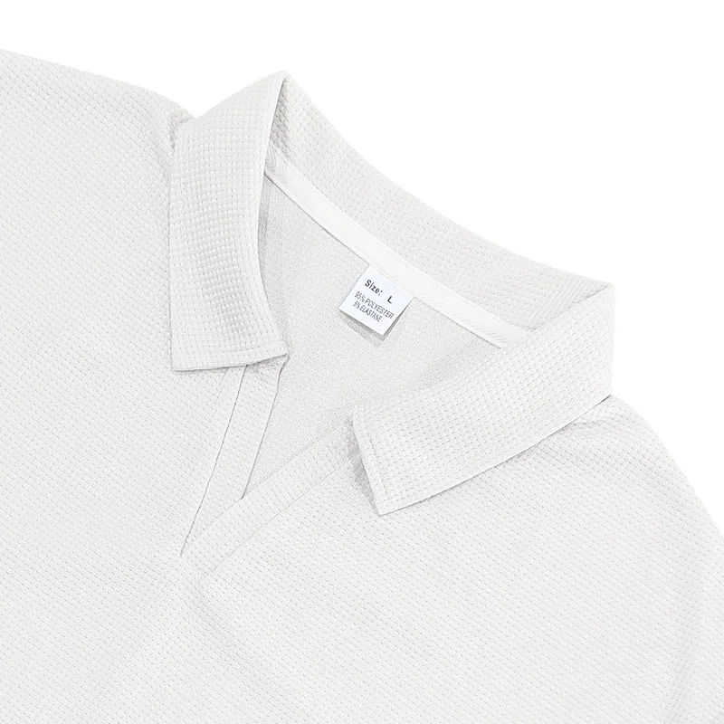 2026 New Summer Breathable Polo Shirts Men Solid Waffle Short Sleeve Polo Shirts for Men Fashion Casual VCollar Polo Shirt