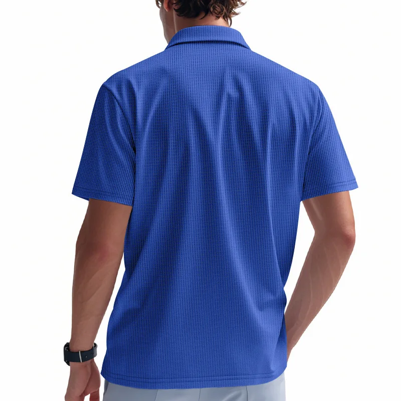2026 New Summer Breathable Polo Shirts Men Solid Waffle Short Sleeve Polo Shirts for Men Fashion Casual VCollar Polo Shirt