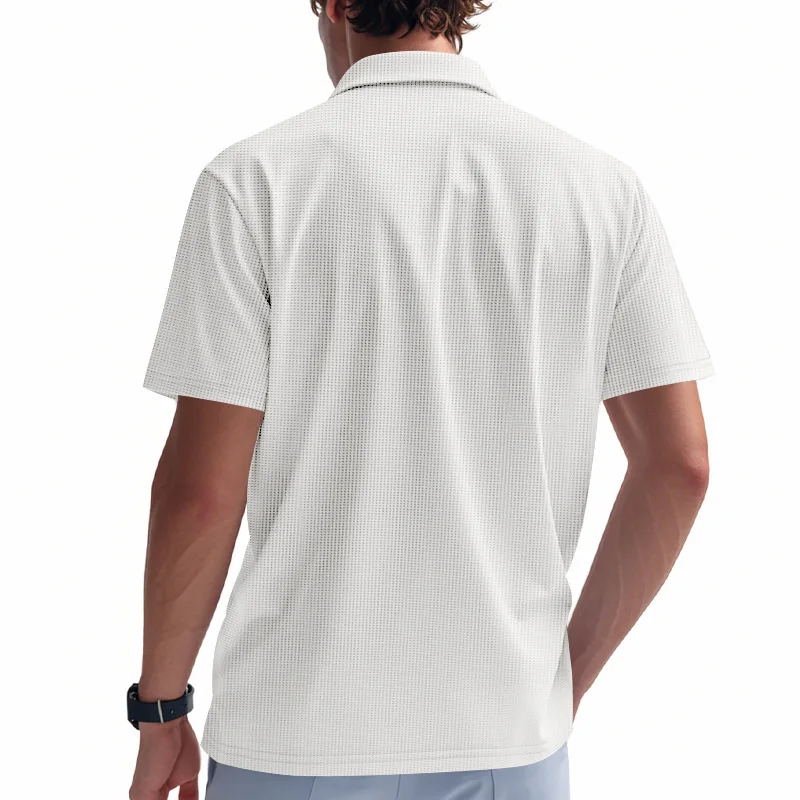2026 New Summer Breathable Polo Shirts Men Solid Waffle Short Sleeve Polo Shirts for Men Fashion Casual VCollar Polo Shirt