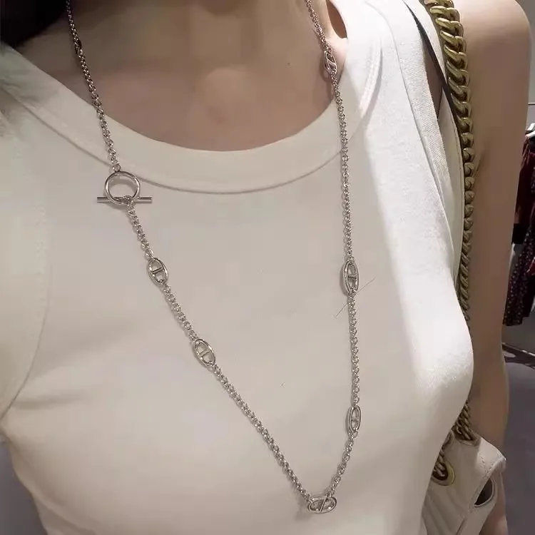 Minimalist Oval Link Chain Convertible Layered Necklace Waist Chain and Bag Accessory for Women's Fashion