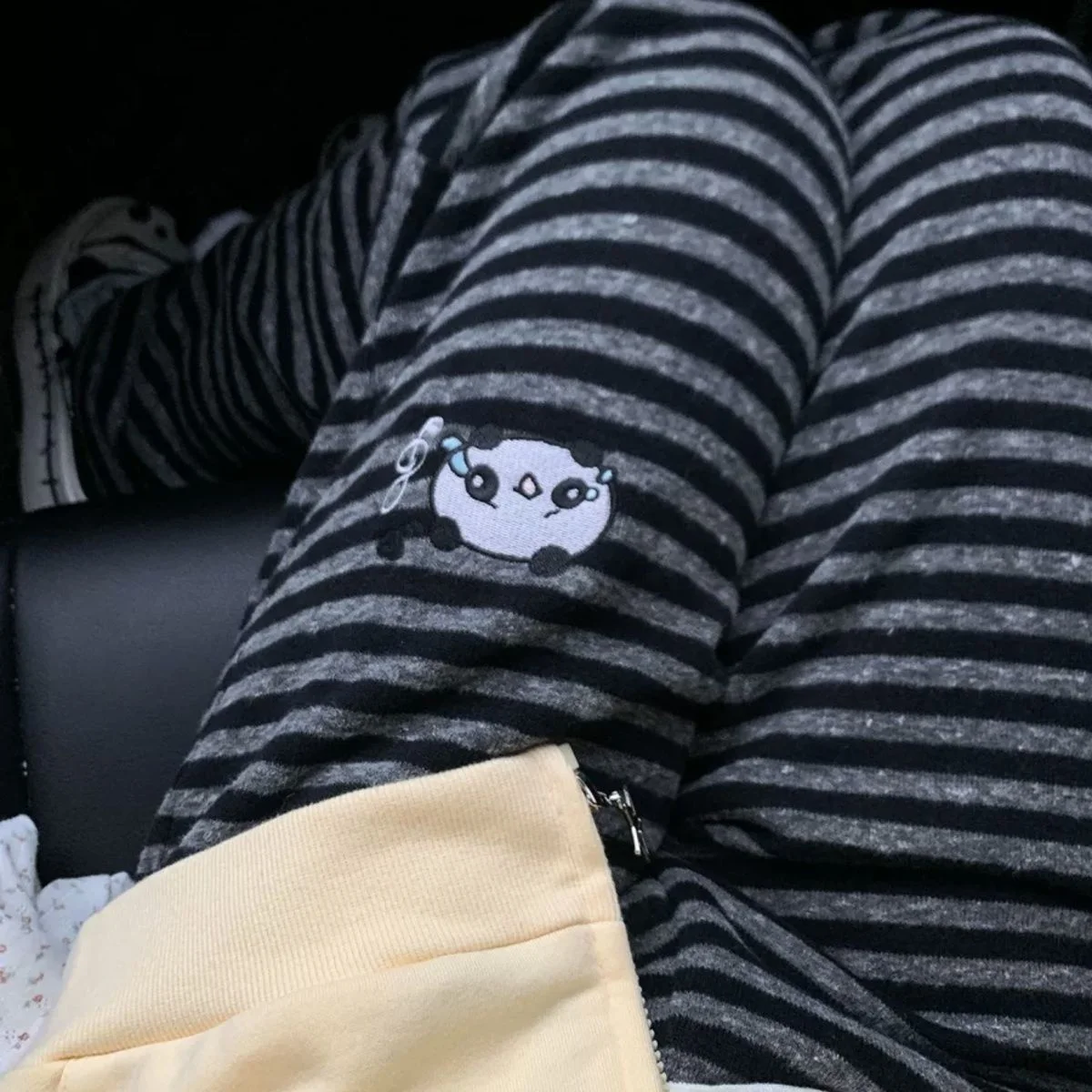 Harajuku Cartoon Embroidery Pants Women Kawaii Striped Loose Korean Trouser Shorts Y2K Subculture Vintage Female Wide Leg Pants