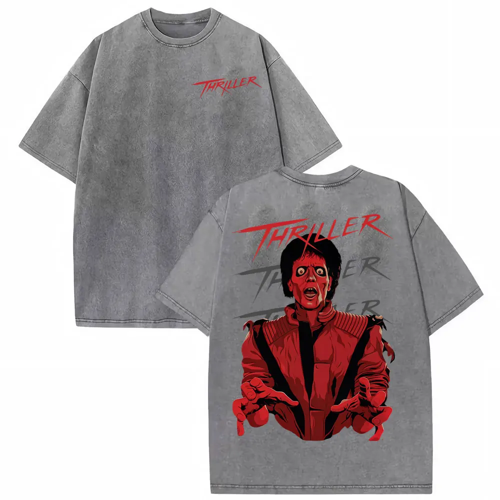 Michael Jackson King of Pop World Tour Vintage Washed T Shirt Men Women Fashion Gothic Classic T-shirts Summer Tops Cozy T-shirt