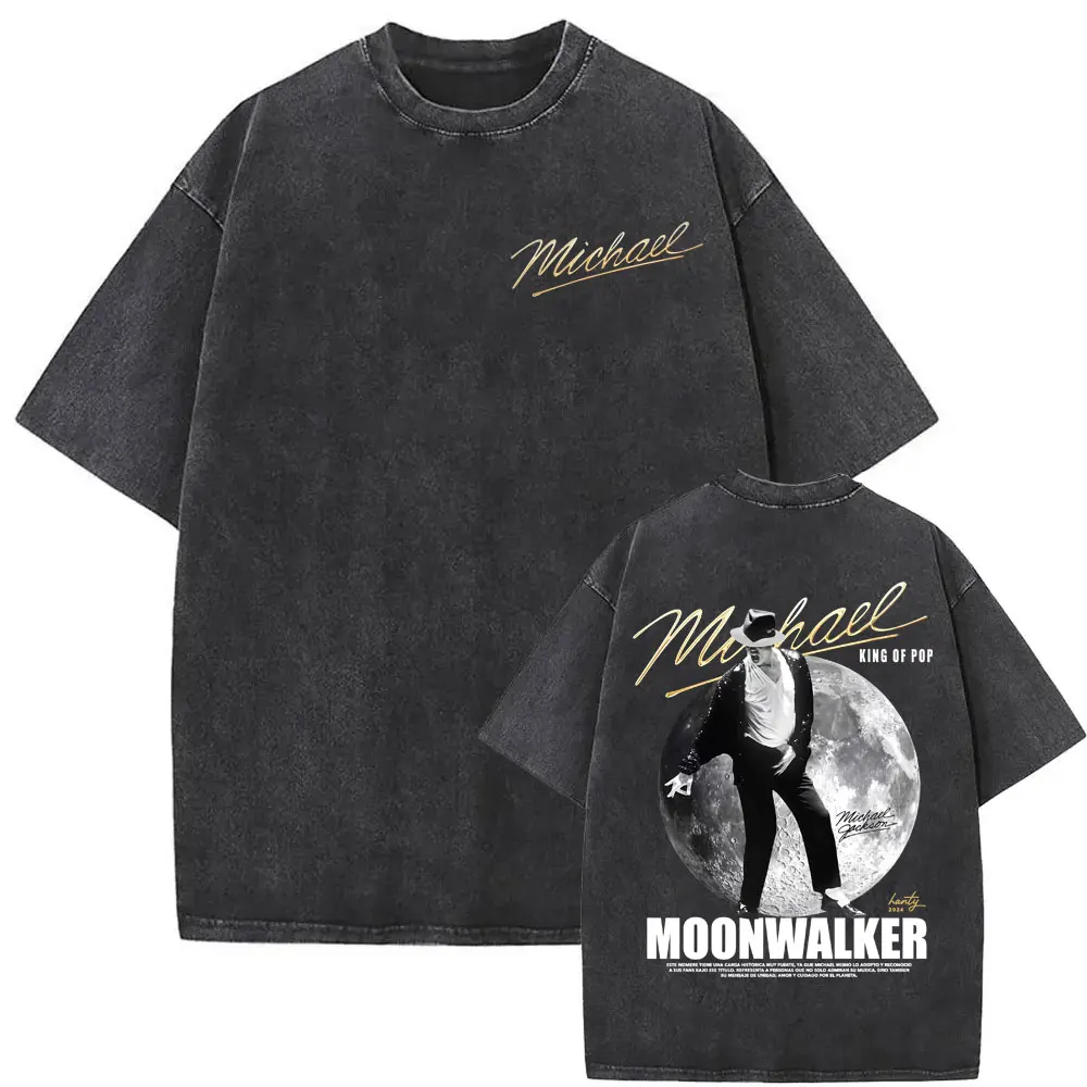 Michael Jackson King of Pop World Tour Vintage Washed T Shirt Men Women Fashion Gothic Classic T-shirts Summer Tops Cozy T-shirt