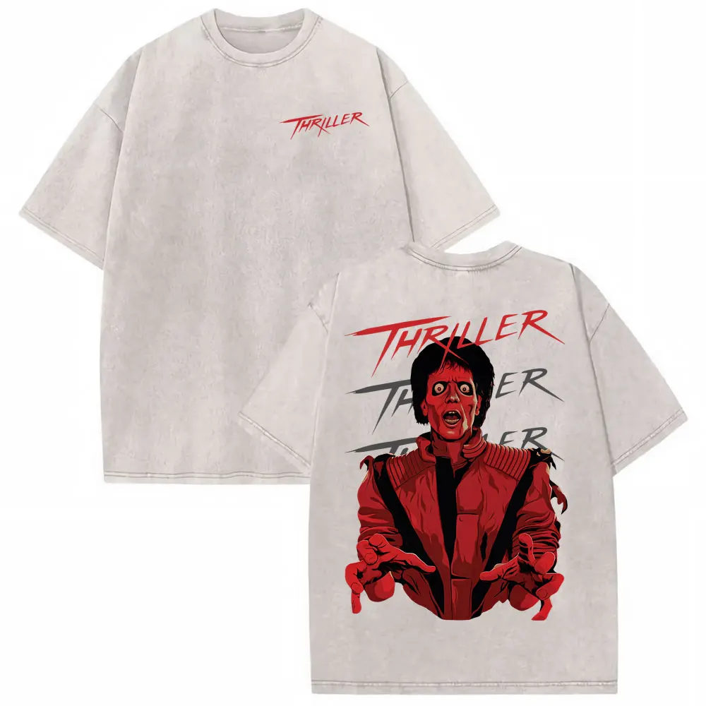 Michael Jackson King of Pop World Tour Vintage Washed T Shirt Men Women Fashion Gothic Classic T-shirts Summer Tops Cozy T-shirt