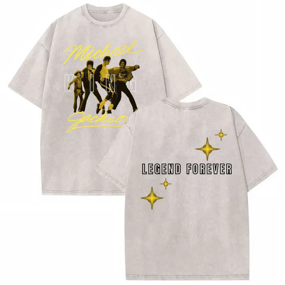Michael Jackson King of Pop World Tour Vintage Washed T Shirt Men Women Fashion Gothic Classic T-shirts Summer Tops Cozy T-shirt