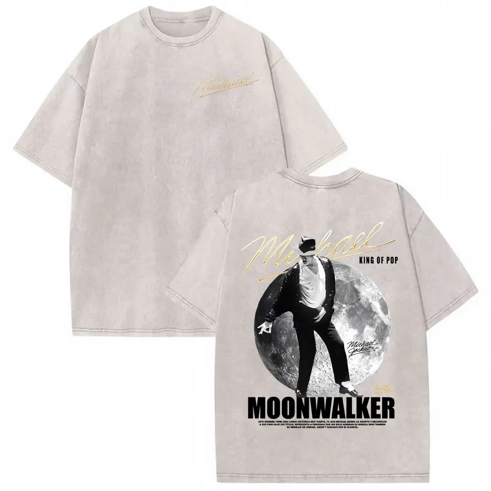 Michael Jackson King of Pop World Tour Vintage Washed T Shirt Men Women Fashion Gothic Classic T-shirts Summer Tops Cozy T-shirt
