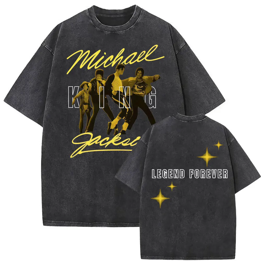 Michael Jackson King of Pop World Tour Vintage Washed T Shirt Men Women Fashion Gothic Classic T-shirts Summer Tops Cozy T-shirt