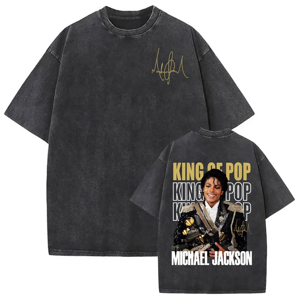 Michael Jackson King of Pop World Tour Vintage Washed T Shirt Men Women Fashion Gothic Classic T-shirts Summer Tops Cozy T-shirt