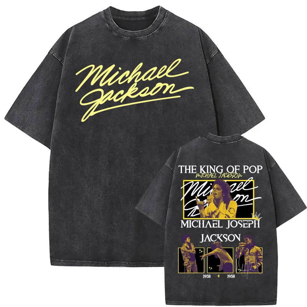 Michael Jackson King of Pop World Tour Vintage Washed T Shirt Men Women Fashion Gothic Classic T-shirts Summer Tops Cozy T-shirt