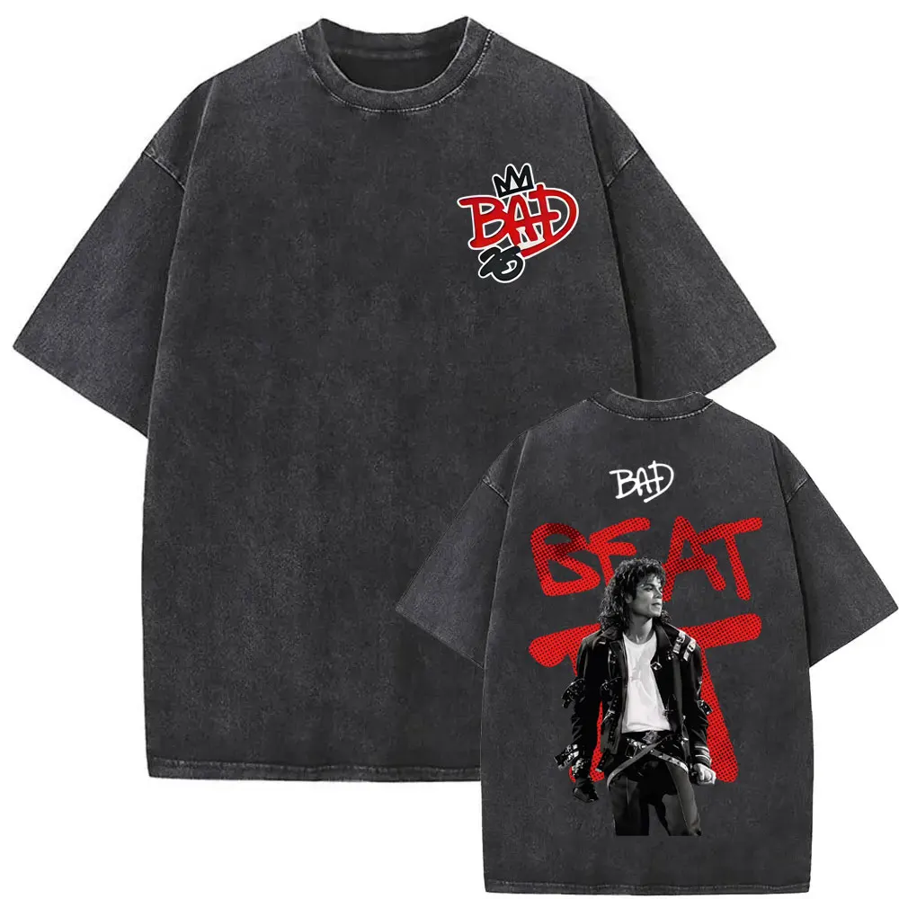 Michael Jackson King of Pop World Tour Vintage Washed T Shirt Men Women Fashion Gothic Classic T-shirts Summer Tops Cozy T-shirt