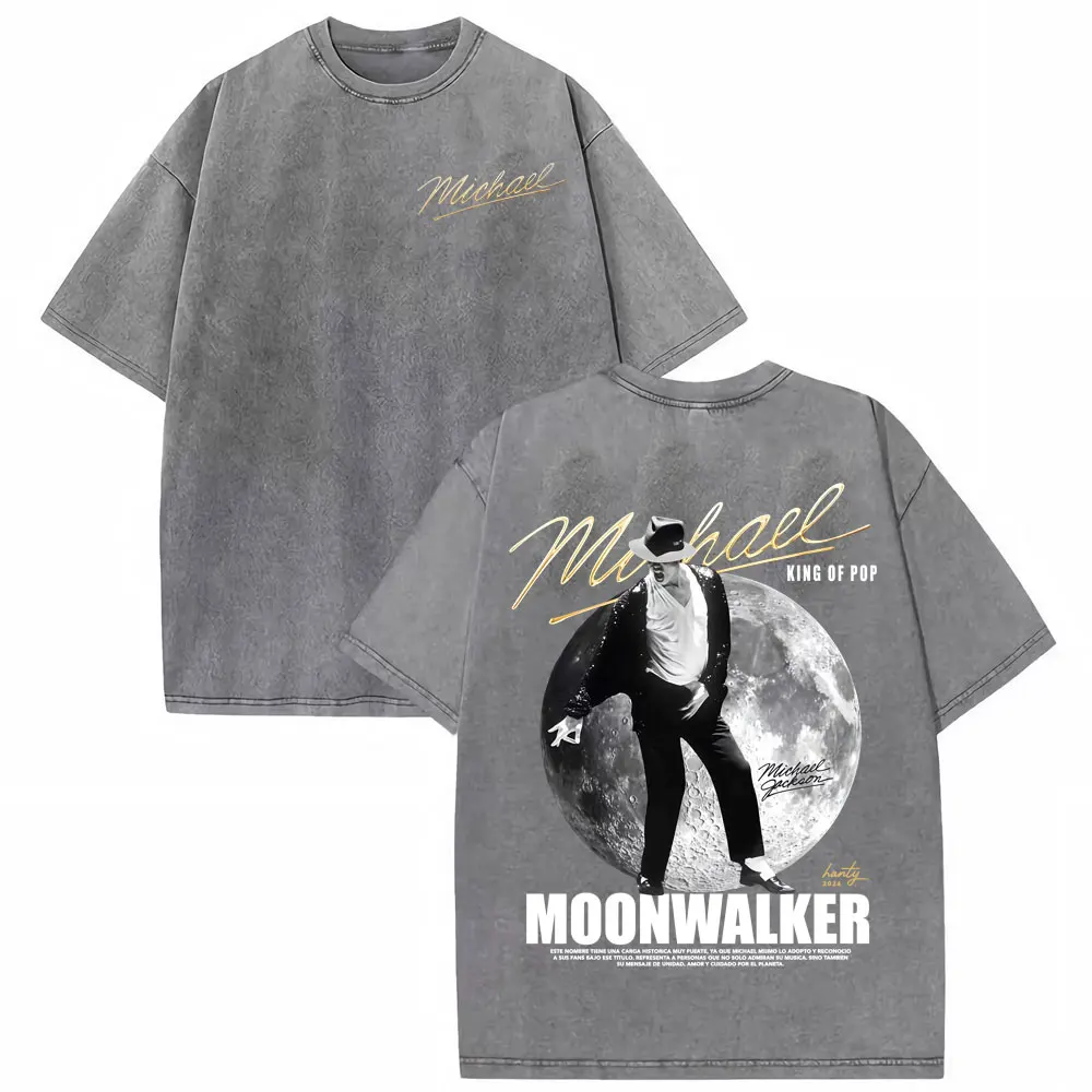 Michael Jackson King of Pop World Tour Vintage Washed T Shirt Men Women Fashion Gothic Classic T-shirts Summer Tops Cozy T-shirt