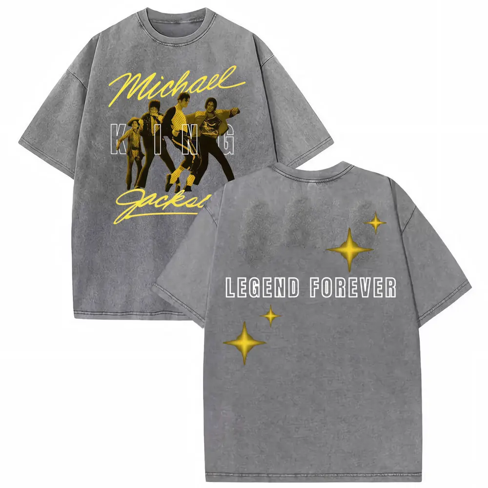Michael Jackson King of Pop World Tour Vintage Washed T Shirt Men Women Fashion Gothic Classic T-shirts Summer Tops Cozy T-shirt