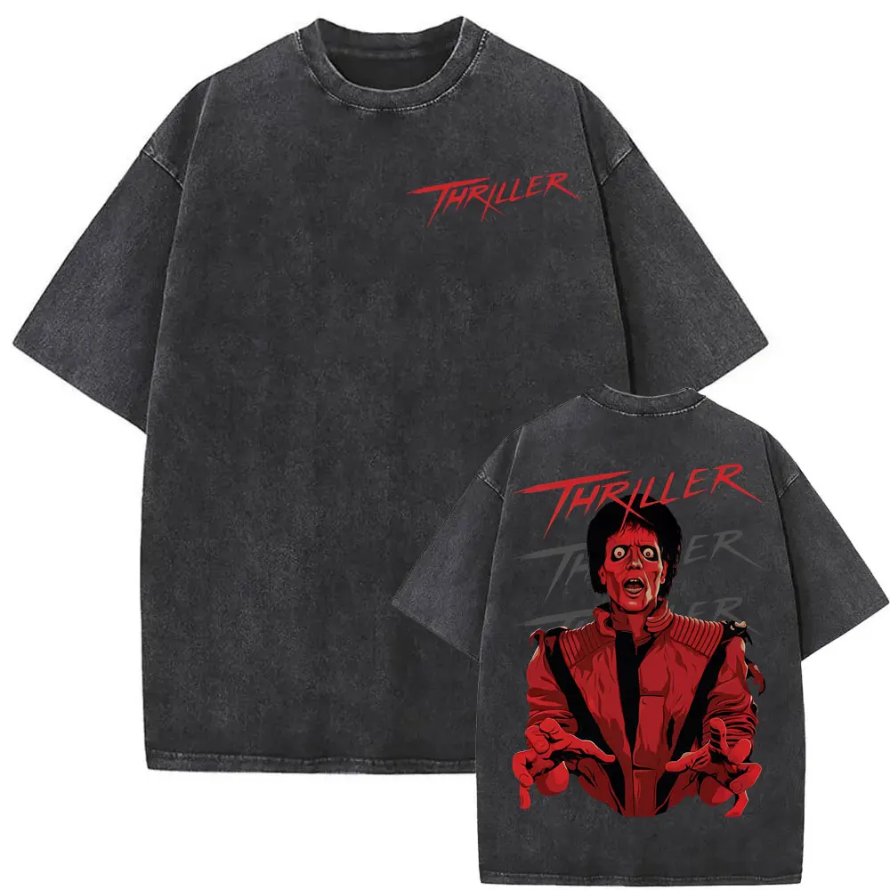 Michael Jackson King of Pop World Tour Vintage Washed T Shirt Men Women Fashion Gothic Classic T-shirts Summer Tops Cozy T-shirt