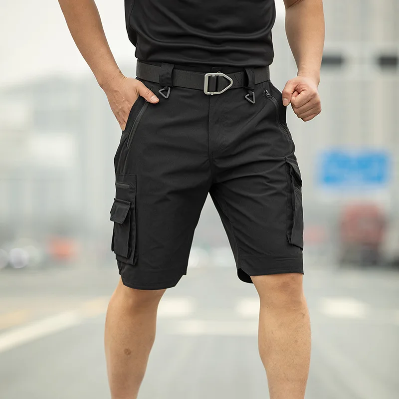 Fishing Multi-Pocket Cargo Shorts Men Wear-Resistant Tactical Pant Summer Thin Waterproof Quick Dry Outdoor Training Work Shorts