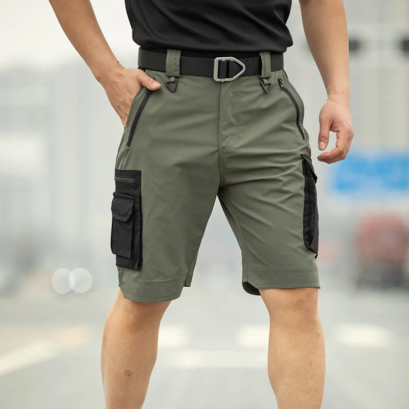 Fishing Multi-Pocket Cargo Shorts Men Wear-Resistant Tactical Pant Summer Thin Waterproof Quick Dry Outdoor Training Work Shorts