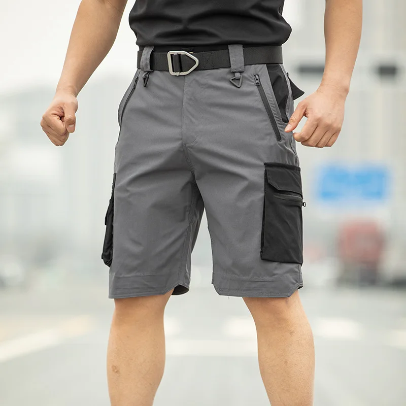 Fishing Multi-Pocket Cargo Shorts Men Wear-Resistant Tactical Pant Summer Thin Waterproof Quick Dry Outdoor Training Work Shorts