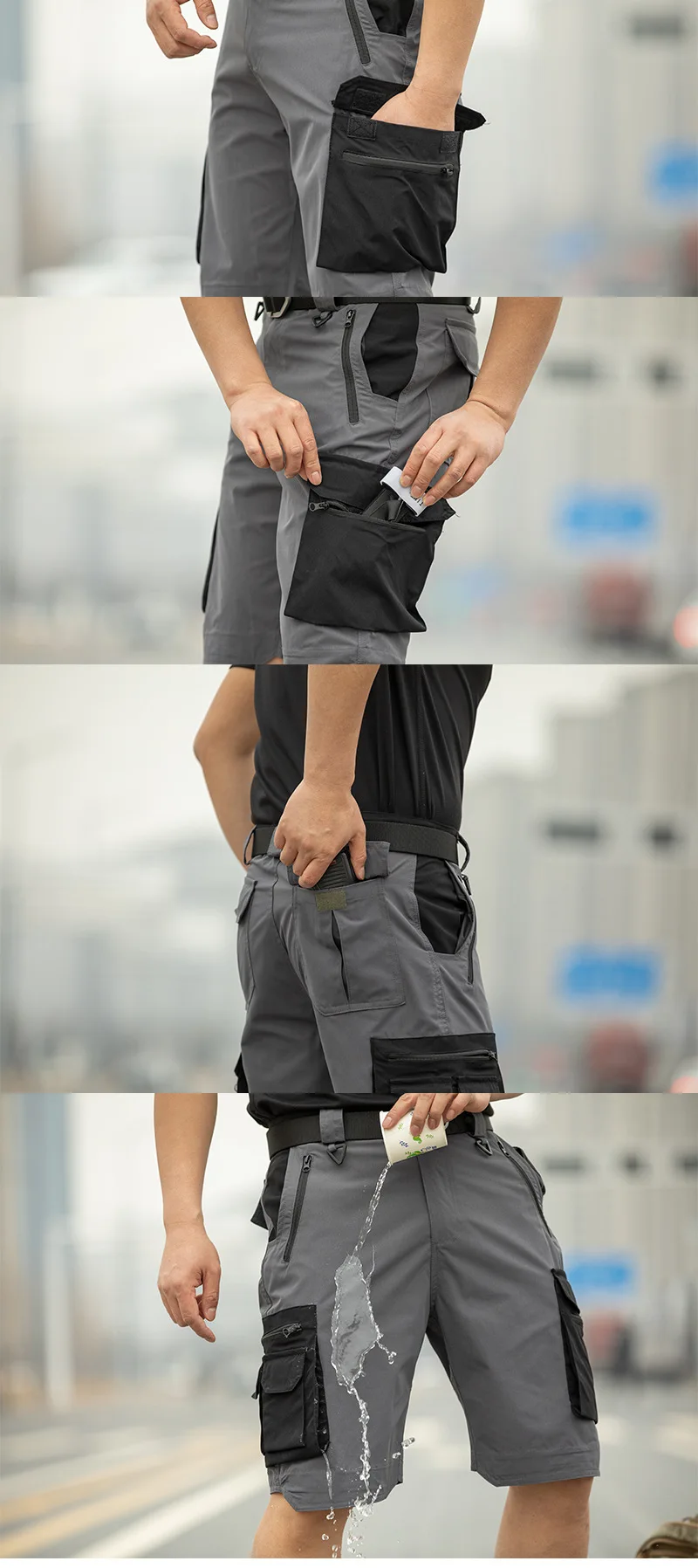 Fishing Multi-Pocket Cargo Shorts Men Wear-Resistant Tactical Pant Summer Thin Waterproof Quick Dry Outdoor Training Work Shorts